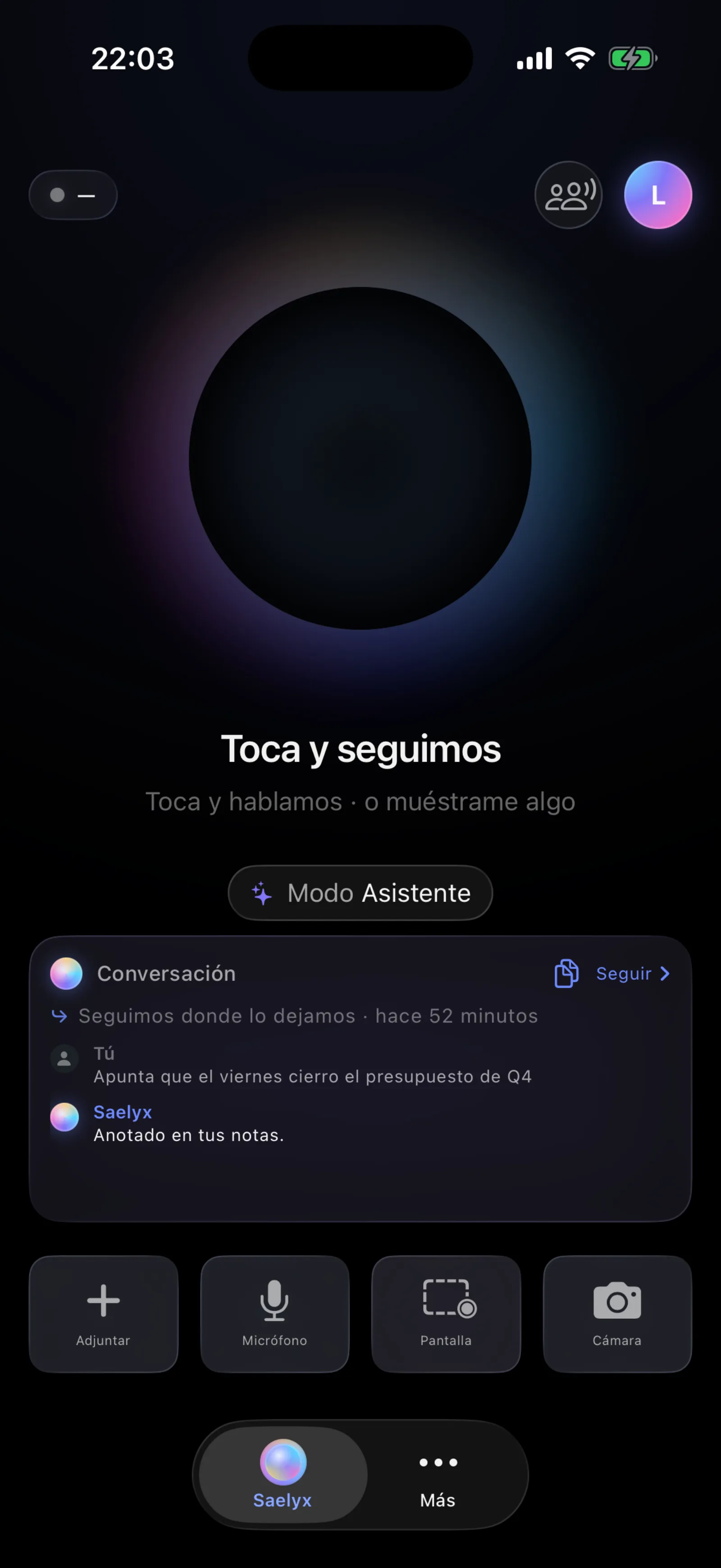 Inicio en el iPhone